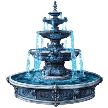 Elegant Ornate Fountain with Cascading Blue Water png