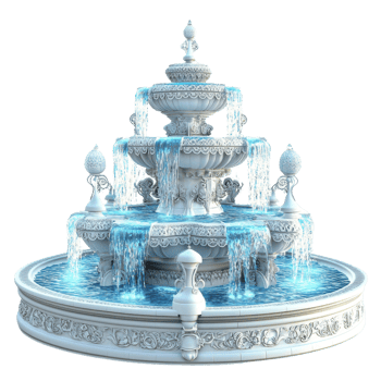 Elegant Ornate Three Tiered Water Fountain Design png