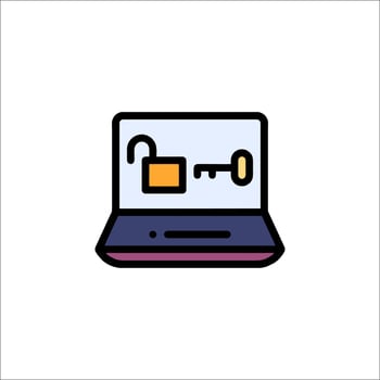A laptop with a lock icon on it vector