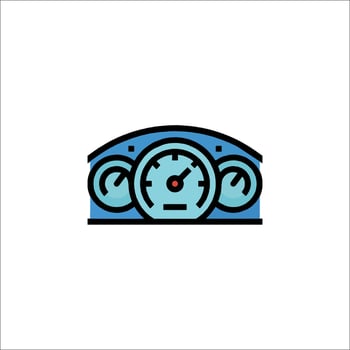 A blue and black speedometer icon on a white background vector