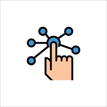 A hand pressing a button with a network icon vector