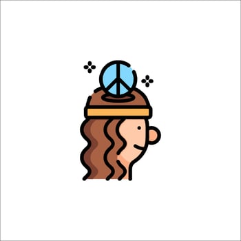 A cartoon woman with a peace sign on her head vector