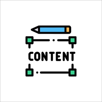 The word content is surrounded by a pencil and a square vector