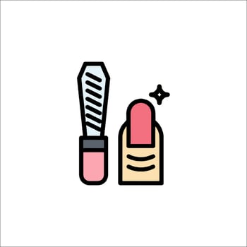 Lipstick and a brush icon vector