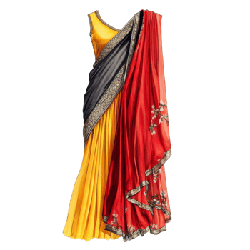 Elegant Yellow and Red Saree Design Illustration png