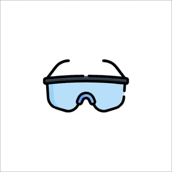 A pair of glasses with a blue lens on it vector