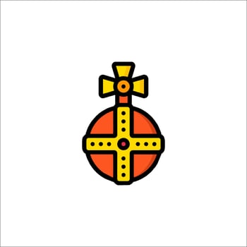 A red and yellow ball with a cross on it vector