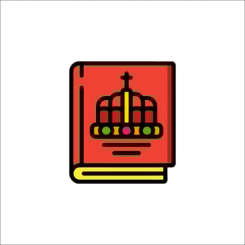 A book with a crown on it, and a cross on it vector