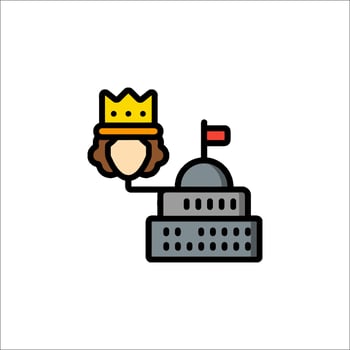 A woman wearing a crown and holding a flag on top of a building vector