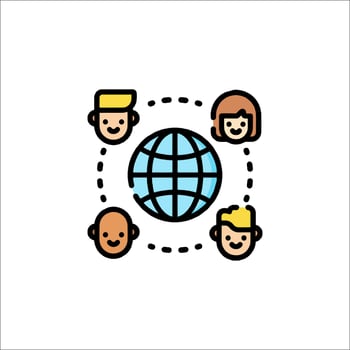 People around the globe icon vector