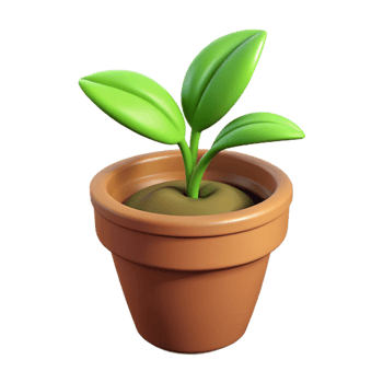 Realistic young plant with fresh green leaves png