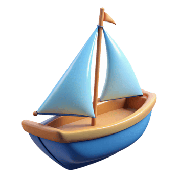 Elegant sailing boat with vibrant colors in 3D png