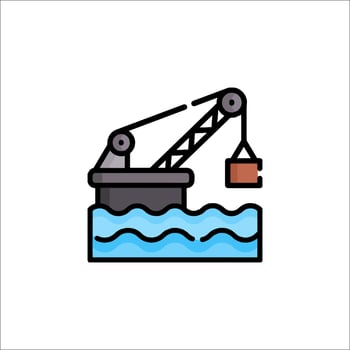 Crane in the water icon illustration vector