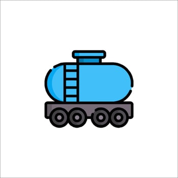 A blue train with a tank on it vector