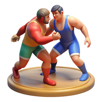 Realistic wrestling match with intense action in 3D png