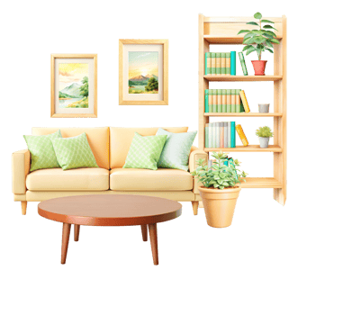 Decorative living space with vibrant accents png