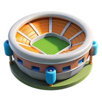 Modern stadium illustration with vibrant colors png