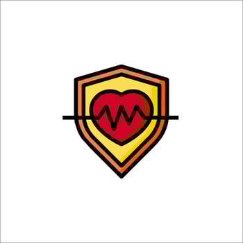 Heartbeat shield logo design vector