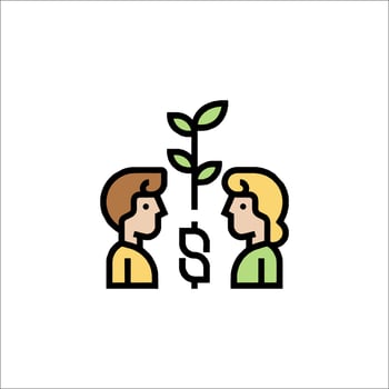 Two people are holding a plant with money vector