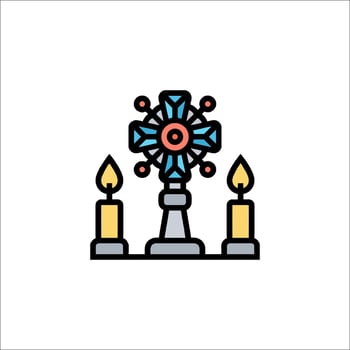 A cross and candles on a white background vector