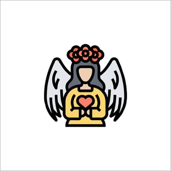 Angel with heart icon illustration vector