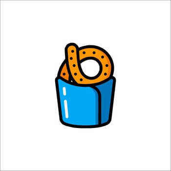 A bag of pretzels in a cup vector
