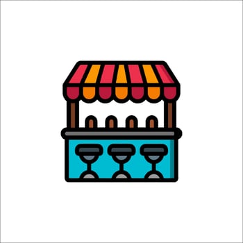 A bar with a canopy and a sign on it vector