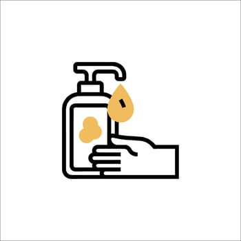 Hand washing soap with oil and drop icon vector