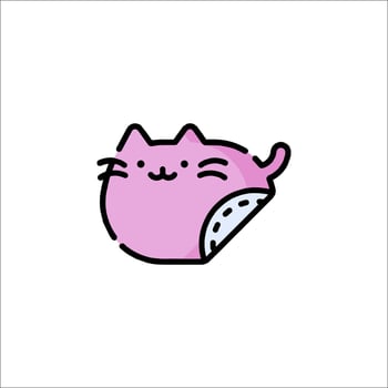 Pusheen the cat is a cute little pink cat vector
