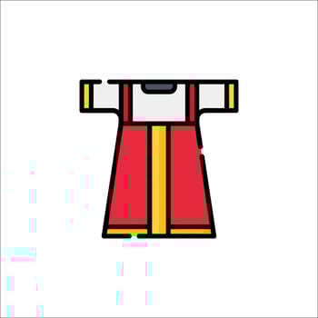 A red and yellow dress icon on a white background vector