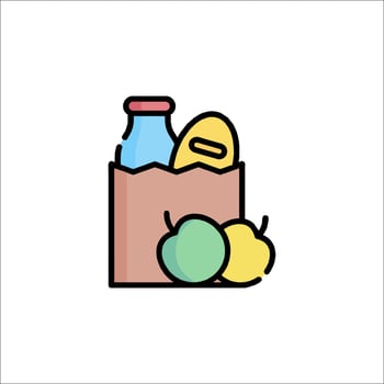 A grocery bag with apples and milk vector