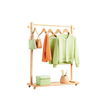Minimalist clothing rack design for modern interiors png