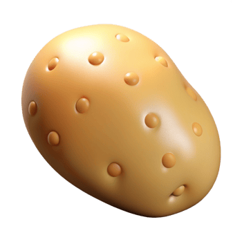 Realistic potato with textured skin in 3D png