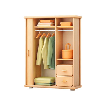 Minimal wooden wardrobe for storage png