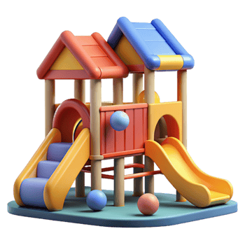 Colorful playground structure for kids png