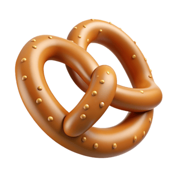 Realistic 3D pretzel with salted details png