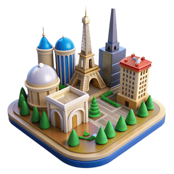Iconic Eiffel Tower in a scenic Paris cityscape png