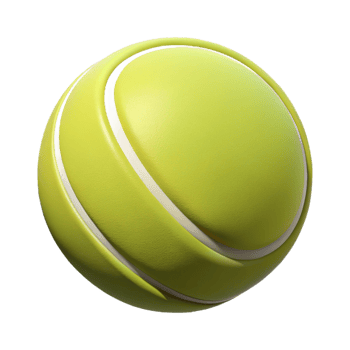 Realistic tennis ball with vibrant green color in 3D png