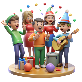 Exciting holiday party celebration illustration png
