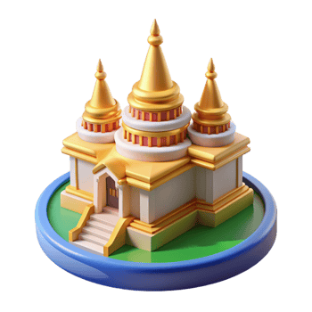 Iconic Thai Temple with Golden Roofs png