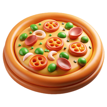 Realistic seafood pizza with vibrant toppings in 3D png