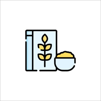 A cereal box and a bowl of cereal vector