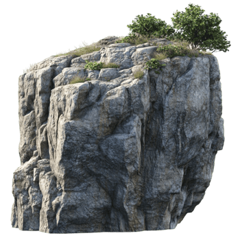 Mossy Rock Face with Grass On Transparent Background png