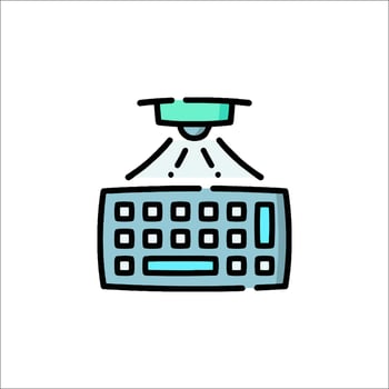 A computer keyboard with a computer monitor on top vector