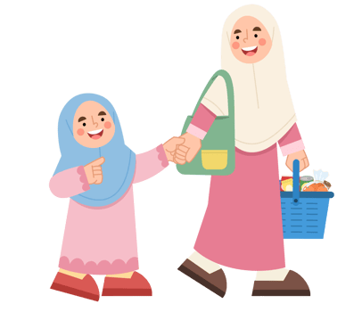 Illustration of Mother and Daughter Shopping Together png