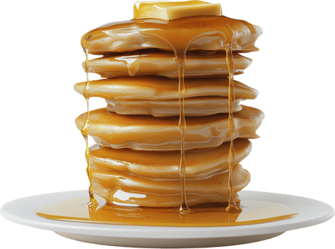 a stack of pancakes with syrup on top of them png