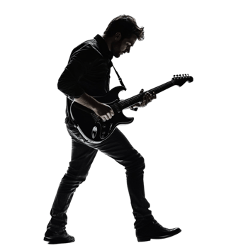 Silhouette of a Man Playing Guitar on Transparent Background png