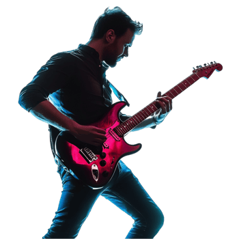 Artistic Silhouette of a Guitarist Performing on Transparent Background png
