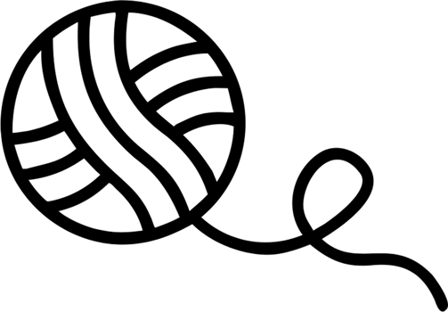 Yarn ball in outline icon style, art and design theme. png