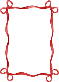 whimsical Red Rectangle Frame with Bow in Coquette watercolor png